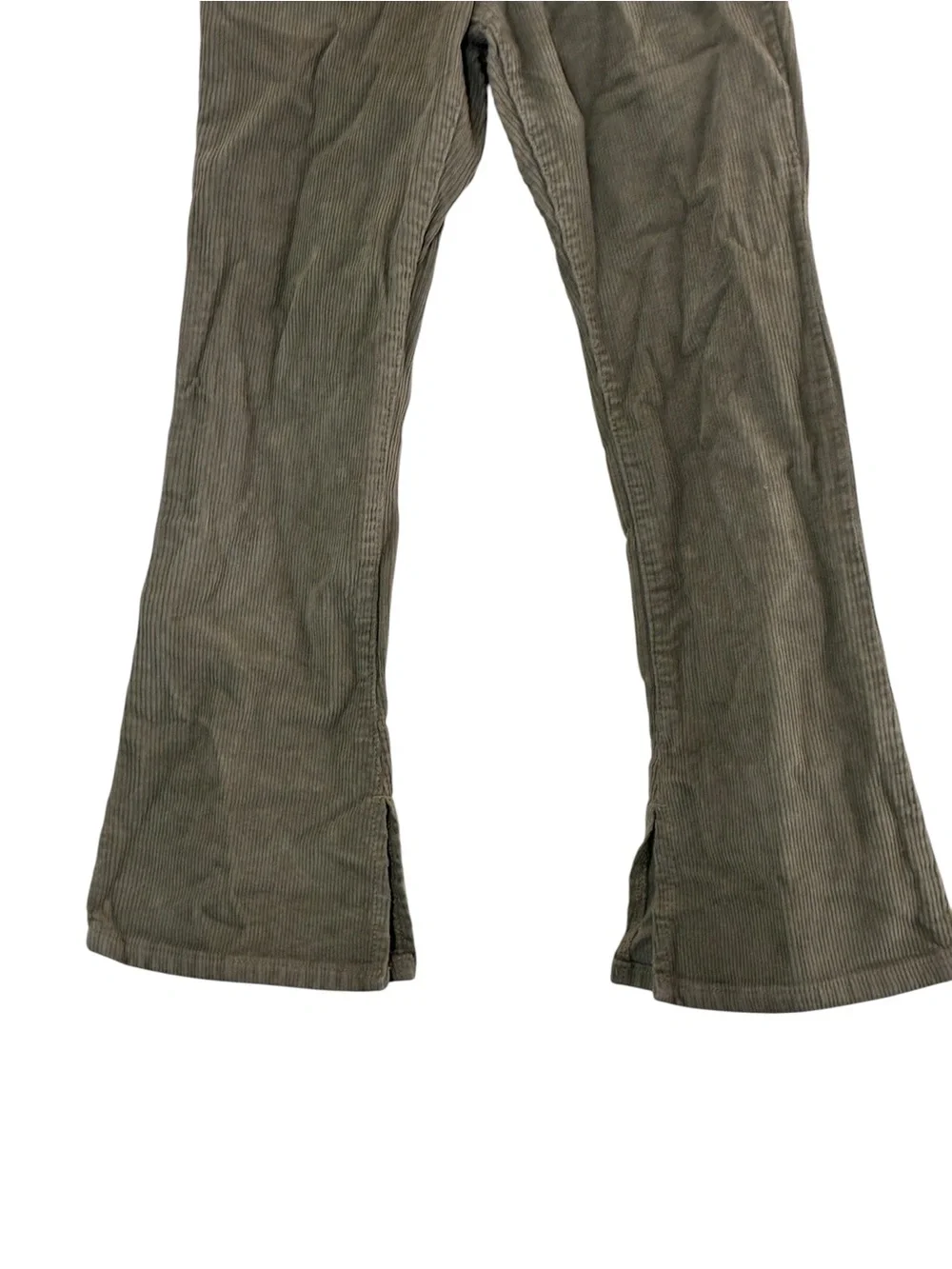 Zara | Green flare leg corduroy pants adjustable waist girls size 8